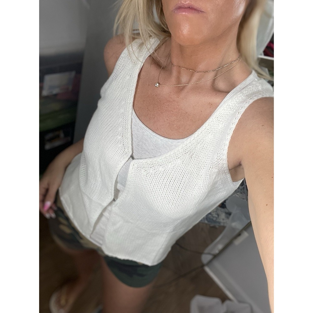 Sleeveless Women's M Potential Knit Sweater Tank Top Vest Bohemian Ivory Clasp